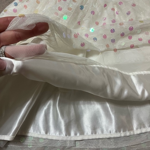 THE CHILDREN'S PLACE Girls M 7/8 white Sequin Dress - Picture 6 of 6